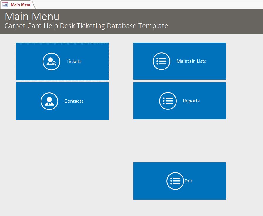 Carpet Care Help Desk Ticket Tracking Template | Tracking Database